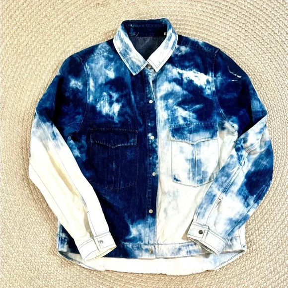 Zara Tie Dye Denim Shirt Jacket - Picture 1 of 6